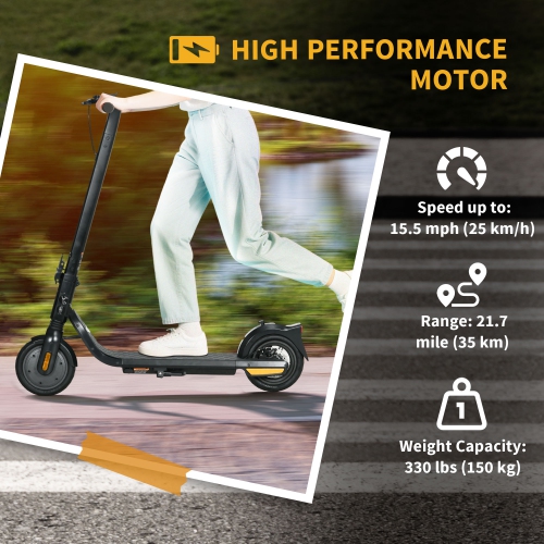 Soozier Folding Electric Scooter for Adults, 400W E Scooter, Up to 25 KM/H Speed & 35 KM Range, with Lights and 8.5" Solid Tires, 330LBS Max Load,
