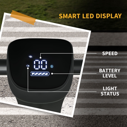 Soozier Folding Electric Scooter for Adults, 400W E Scooter, Up to 25 KM/H Speed & 35 KM Range, with Lights and 8.5" Solid Tires, 330LBS Max Load,