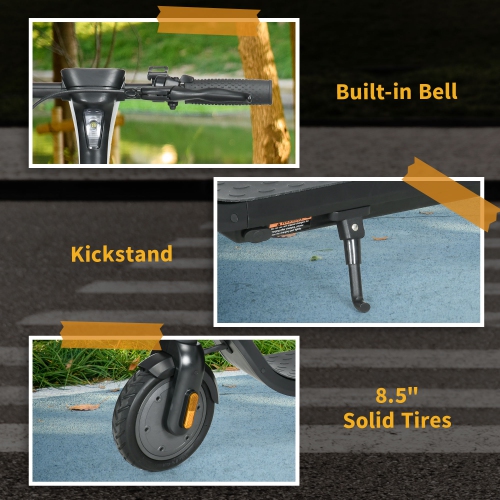 Soozier Folding Electric Scooter for Adults, 400W E Scooter, Up to 25 KM/H Speed & 35 KM Range, with Lights and 8.5" Solid Tires, 330LBS Max Load,