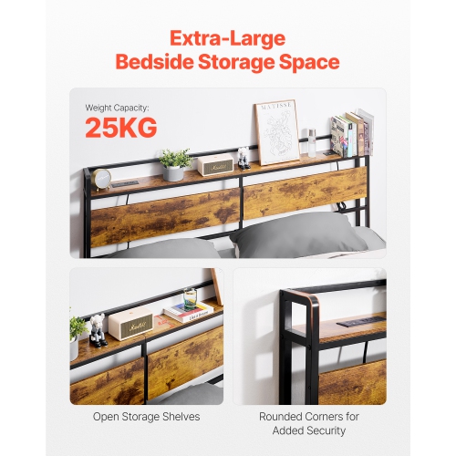 Tête de lit VEVOR pour très grand lit, tête de lit à hauteur réglable avec tablette de rangement, tête de lit autonome avec prises d'air et port USB