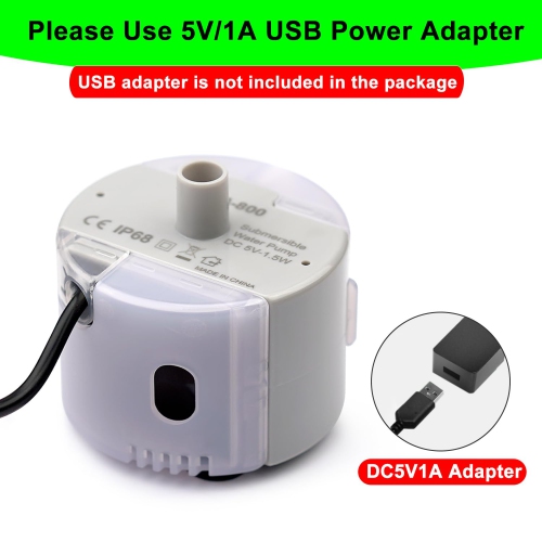 Cat Water Fountain Pump, Cat Fountain Pump Replacement Pump SMA-800 Submersible Motor, Pump Replacement for 2L/ 3.2L / 4L Stainless Steel Cat Water