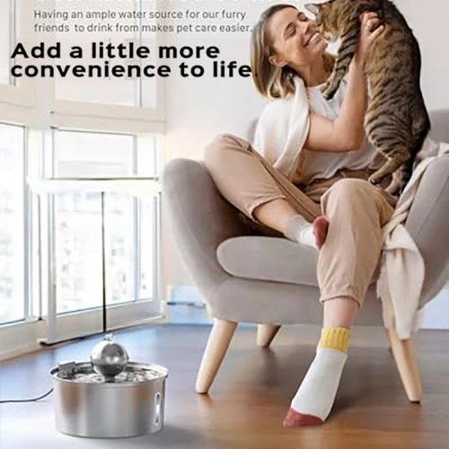 Cat Water Fountain - 3.2L/108oz Cat Fountain for Drinking - Large Capacity Stainless Steel Cat Water Fountain