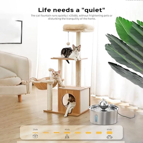 Cat Water Fountain - 3.2L/108oz Cat Fountain for Drinking - Large Capacity Stainless Steel Cat Water Fountain