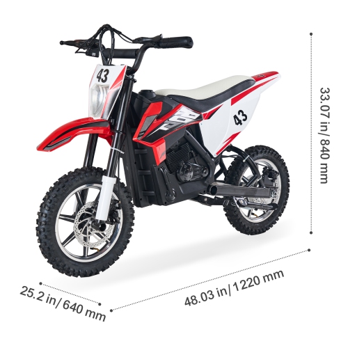 VEVOR 36V Battery Powered Electric Motorcycle with Speed Up to 15.5mph, Treaded Tires, LED Light, Battery Gauge, Dual Brakes, Ride on Toys for