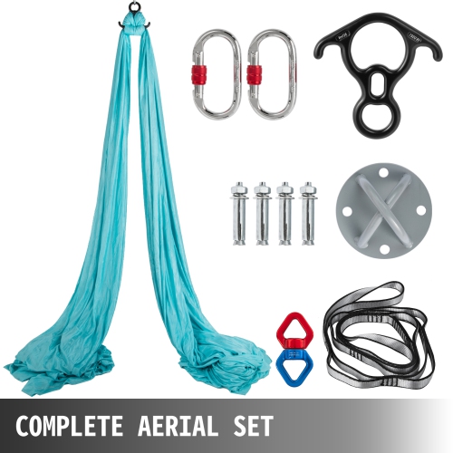 VEVOR 11yd 9.2ft Aerial Silk, Aerial Yoga Swing Set Yoga Hammock Kit - Antigravity Ceiling Hanging Yoga Sling - Carabiners, Daisy Chain, Inversion
