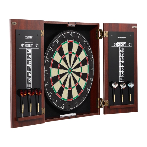 VEVOR Dartboard and Cabinet Set, Ready-to-Play Bundle Official Size Dartboard Cabinet, Steel Tip Dart Hideaway Cabinet, Features Easy Assembly,