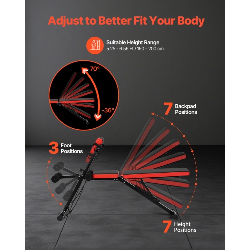 VEVOR 770 lbs Adjustable Multi-Functional Weight Bench for Full Body Workout, Roman Chair Hyperextension Bench, & Foldable Equipment for Back Arm
