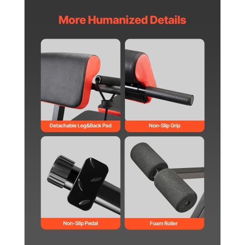 VEVOR 770 lbs Adjustable Multi-Functional Weight Bench for Full Body Workout, Roman Chair Hyperextension Bench, & Foldable Equipment for Back Arm