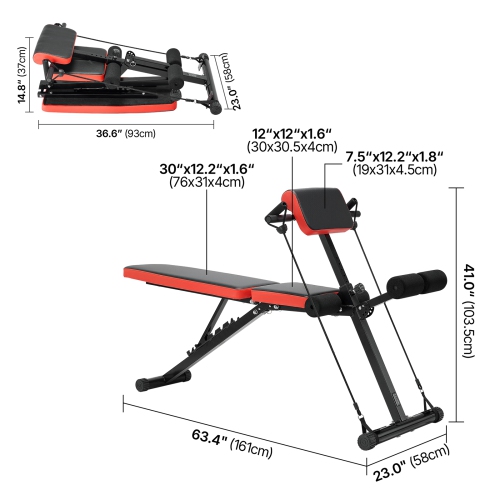 VEVOR 770 lbs Adjustable Multi-Functional Weight Bench for Full Body Workout, Roman Chair Hyperextension Bench, & Foldable Equipment for Back Arm
