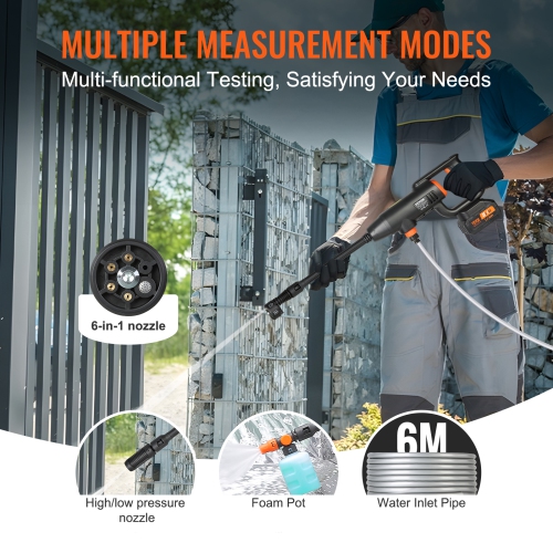 VEVOR 580-PSI Cordless Pressure Washer, 1.1 GPM Power Cleaner, Handheld High-Pressure Car Washer Gun with 4.0Ah Battery, Charger, 6-in-1 Nozzle, for