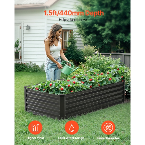 VEVOR 6 x 3 x 1.5 ft Metal Garden Bed, Galvanized Planter Box, with Open Bottom, Large Planter Raised Bed for Gardening Vegetables, Flowers, Herbs,
