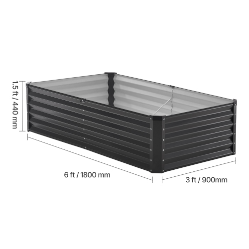 VEVOR 6 x 3 x 1.5 ft Metal Garden Bed, Galvanized Planter Box, with Open Bottom, Large Planter Raised Bed for Gardening Vegetables, Flowers, Herbs,