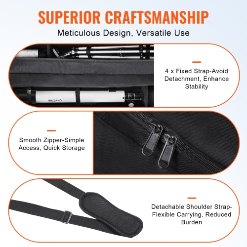 VEVOR 41" Telescope Storage Bag with Fixed Buckles, Multi-Pocket and Detachable Divider, Shock-Absorbent Telescope Carrying Case for Optical Tube &