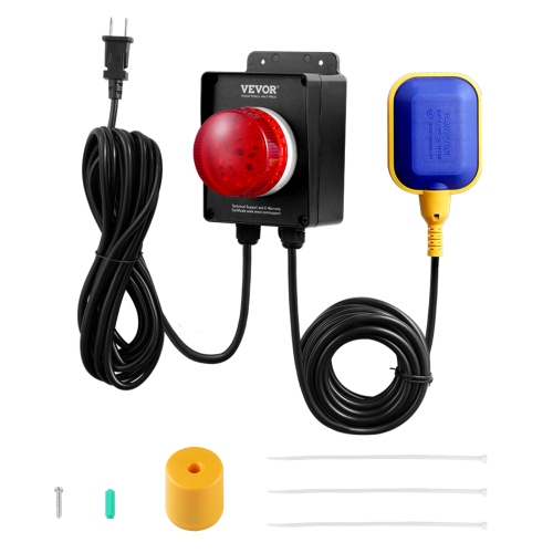 VEVOR 16.4ft Sump Pump Alarm,High Water Septic Tank Alarm With Float Sensor, Level Float Switch,Loud Alarm & LED Indicator, For Sewage Pits,