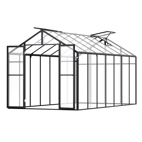 Image 1 de 9.. Serre en polycarbonate de 8 x 14 pi VEVOR, serre extérieure avec 2 fenêtres de ventilation, serre stylisée Pavilion avec porte à charnières, grande