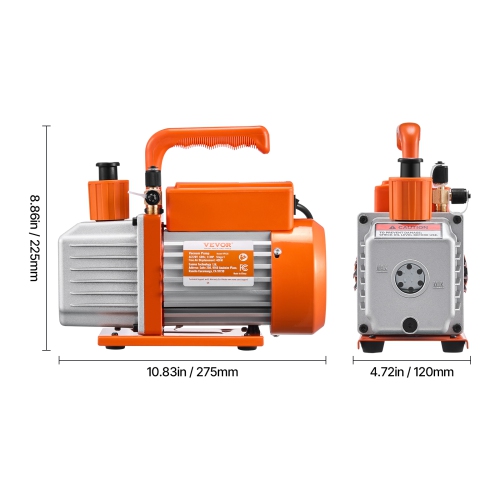 VEVOR 4 CFM Vacuum Pump, HVAC Single Stage Rotary Vane Vacuum Pump, for R134a R22 R410a Systems, Auto AC Vacuum Pump Kit with Oil Bottle, for