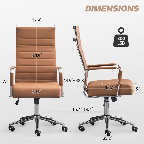 U-HOMY Executive Office Chair - Ergonomic High-Back Leather Desk Chair w Adjustable Height, 360° Swivel & Wheels,Suit for Home Office & Conference