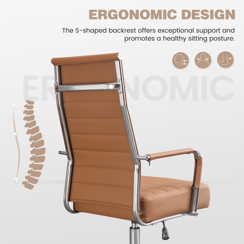 U-HOMY Executive Office Chair - Ergonomic High-Back Leather Desk Chair w Adjustable Height, 360° Swivel & Wheels,Suit for Home Office & Conference