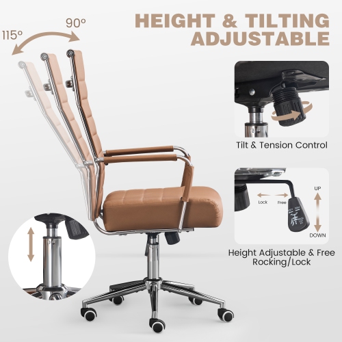 U-HOMY Executive Office Chair - Ergonomic High-Back Leather Desk Chair w Adjustable Height, 360° Swivel & Wheels,Suit for Home Office & Conference