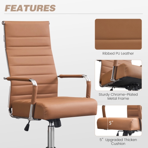 U-HOMY Executive Office Chair - Ergonomic High-Back Leather Desk Chair w Adjustable Height, 360° Swivel & Wheels,Suit for Home Office & Conference