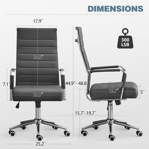 U-HOMY Executive Office Chair - Ergonomic High-Back Leather Desk Chair with Adjustable Height, Lumbar Support & 360° Swivel Wheels for Home Office