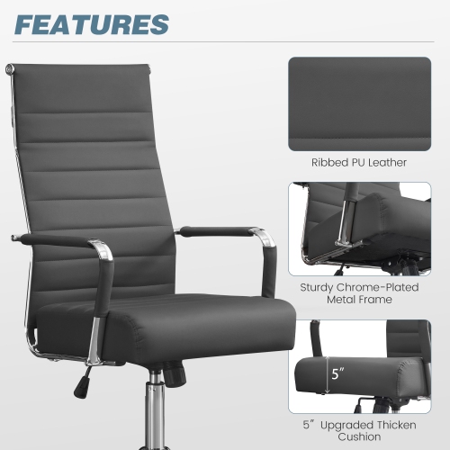 U-HOMY Executive Office Chair - Ergonomic High-Back Leather Desk Chair with Adjustable Height, Lumbar Support & 360° Swivel Wheels for Home Office