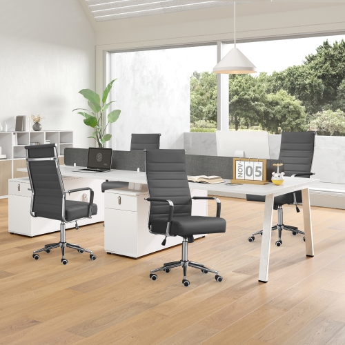 U-HOMY Executive Office Chair - Ergonomic High-Back Leather Desk Chair with Adjustable Height, Lumbar Support & 360° Swivel Wheels for Home Office