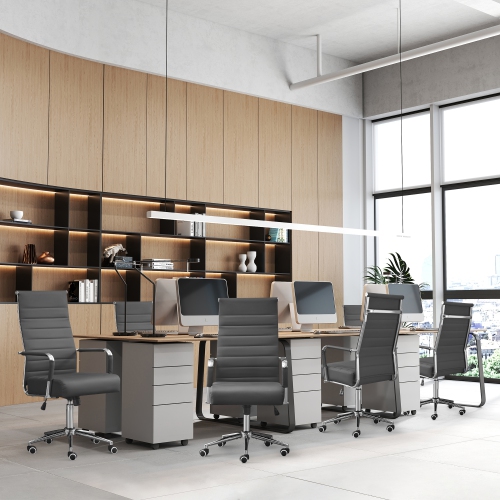 U-HOMY Executive Office Chair - Ergonomic High-Back Leather Desk Chair with Adjustable Height, Lumbar Support & 360° Swivel Wheels for Home Office