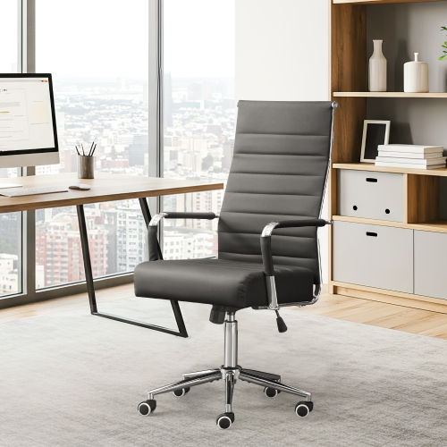 U-HOMY Executive Office Chair - Ergonomic High-Back Leather Desk Chair with Adjustable Height, Lumbar Support & 360° Swivel Wheels for Home Office