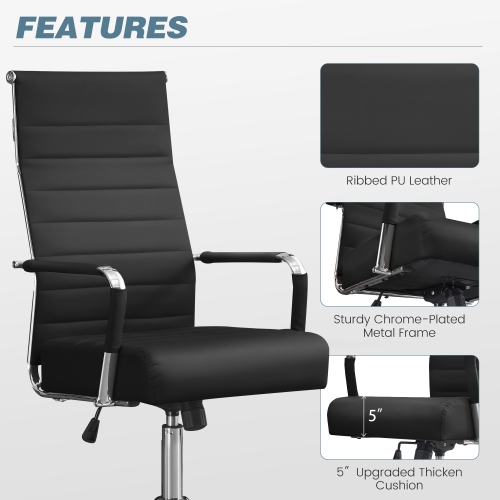 U-HOMY Executive Office Chair - Ergonomic High-Back Leather Desk Chair w Adjustable Height, 360° Swivel & Wheels, Suit for Home Office & Conference