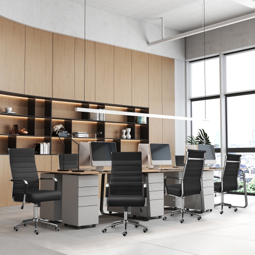 U-HOMY Executive Office Chair - Ergonomic High-Back Leather Desk Chair w Adjustable Height, 360° Swivel & Wheels, Suit for Home Office & Conference