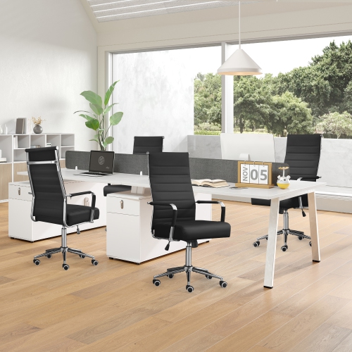 U-HOMY Executive Office Chair - Ergonomic High-Back Leather Desk Chair w Adjustable Height, 360° Swivel & Wheels, Suit for Home Office & Conference