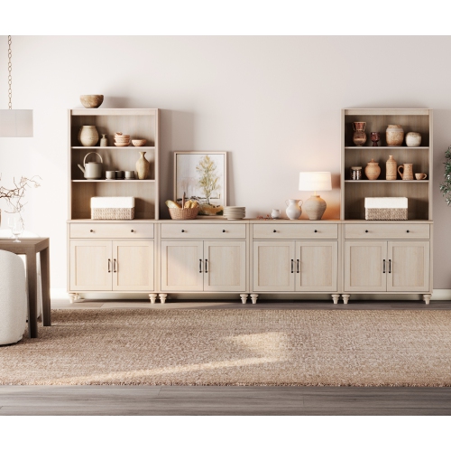 WAMPAT Entertainment Center with Bookshelves for TVs up to 75", Farmhouse TV Stand with 8 Doors & 4 Drawer, Media Console Table for Living Room,