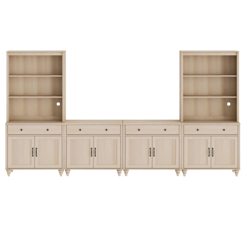 WAMPAT Entertainment Center with Bookshelves for TVs up to 75", Farmhouse TV Stand with 8 Doors & 4 Drawer, Media Console Table for Living Room,