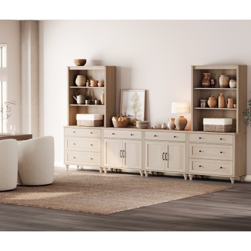 WAMPAT Entertainment Center with Bookshelves for TVs up to 75", Farmhouse TV Stand with Doors & Drawer, Media Console Table for Living Room, Bedroom