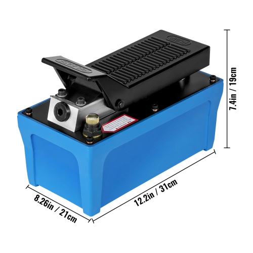 VEVOR 10000 PSI Air Hydraulic Pump, Air Over Hydraulic Pump 1/2 Gal Reservoir Air Treadle Foot Actuated Hydraulic Pump 3/8" NPT with 6.56 ft Hose 2