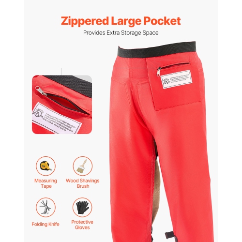 VEVOR Apron Style Chainsaw Chaps, Class C, 8 Layers Chainsaw Pants with Adjustable Belt & Gear Pocket, Chain Saw Chaps for Men/Women, Chainsaw Safety