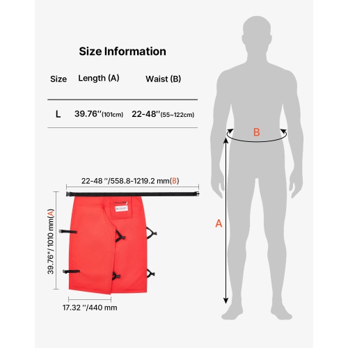 VEVOR Apron Style Chainsaw Chaps, Class C, 8 Layers Chainsaw Pants with Adjustable Belt & Gear Pocket, Chain Saw Chaps for Men/Women, Chainsaw Safety