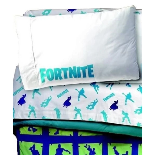 Image 1 de 4.. Fortnite – Taie d'oreiller standard en polyester blanc pour enfants 20x30&nbsp;po, bleu