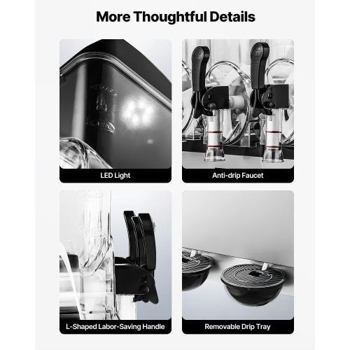 VEVOR 180 Cups Commercial Frozen Drink Maker, 15Lx3 Triple Tank Slushy Machine, Stainless Steel Margarita Smoothie Frozen Drink Machine, for Home