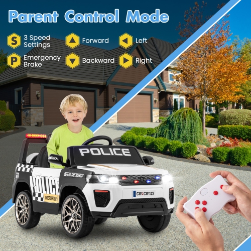 Voiture de police à 12&nbsp;V piles 7&nbsp;A de Honeyjoy Kids avec télécommande, noir/blanc