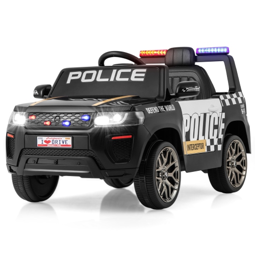Voiture de police à 12 V piles 7 A de Honeyjoy Kids avec télécommande, noir/blanc