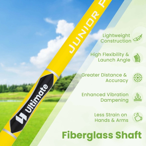 Ultimate Junior Golf Club Set for Children Includes 165CC #3 Fairway Wood & #7 Iron Green/Yellow