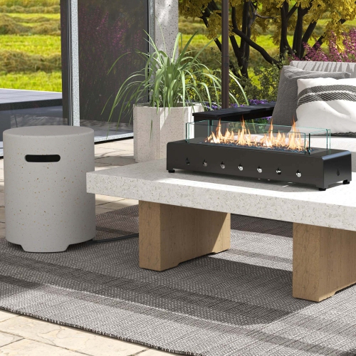 Costway 30" Tabletop Propane Fire Pit with Wind Guard Glass Rocks Stainless Steel Burner