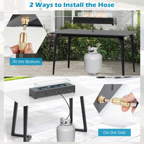 Costway 30" Tabletop Propane Fire Pit with Wind Guard Glass Rocks Stainless Steel Burner