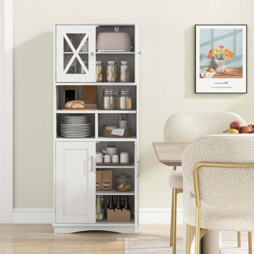 Grande armoire de salle de bain de Costway avec portes en acrylique et 3 cubes Noir/Gris/Blanc