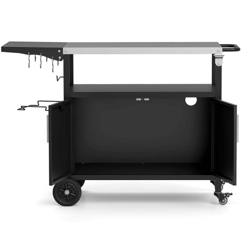 Costway Grill Cart with Storage 33" Outdoor Kitchen Island with Folding Stainless Steel Top