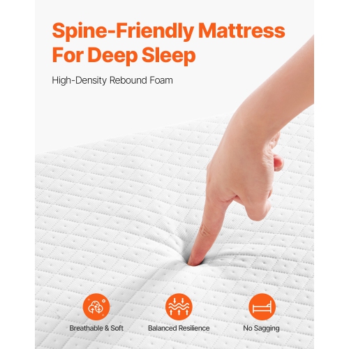 VEVOR 38 in x 75 in Folding Bed with 4 in Mattress, Twin Size Bed with Sturdy Metal Frame & Memory Foam Mattress, Portable Twin Roll Away Bed with