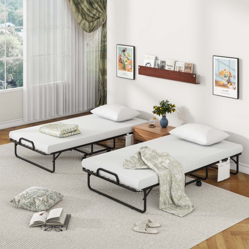 Lit pliant 75 x 39 po avec matelas en mousse à mémoire et housse d'oreiller de Costway, cadre en métal