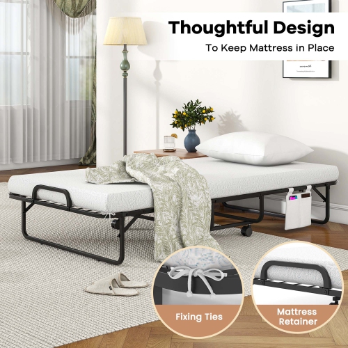 Lit pliant 75 x 39 po avec matelas en mousse à mémoire et housse d'oreiller de Costway, cadre en métal